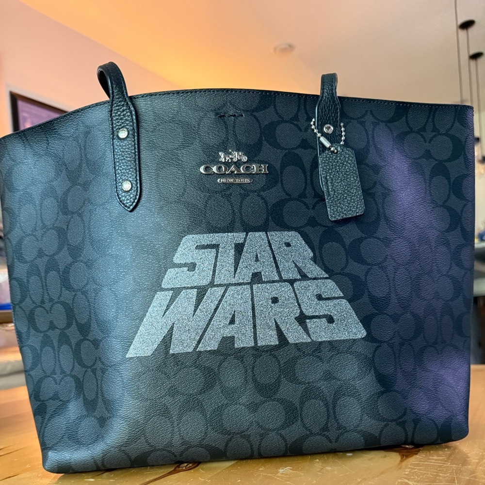STAR WARS X COACH TOTE BLACK SILVER NEW WITHOUT TAG CLASSIC